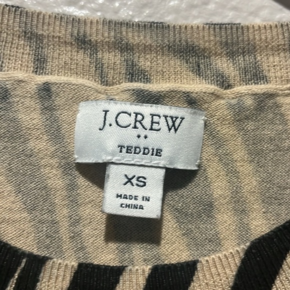 J.Crew Factory Women's Animal-print Zebra Teddie Cotton Sweater Size XS - Picture 4 of 8